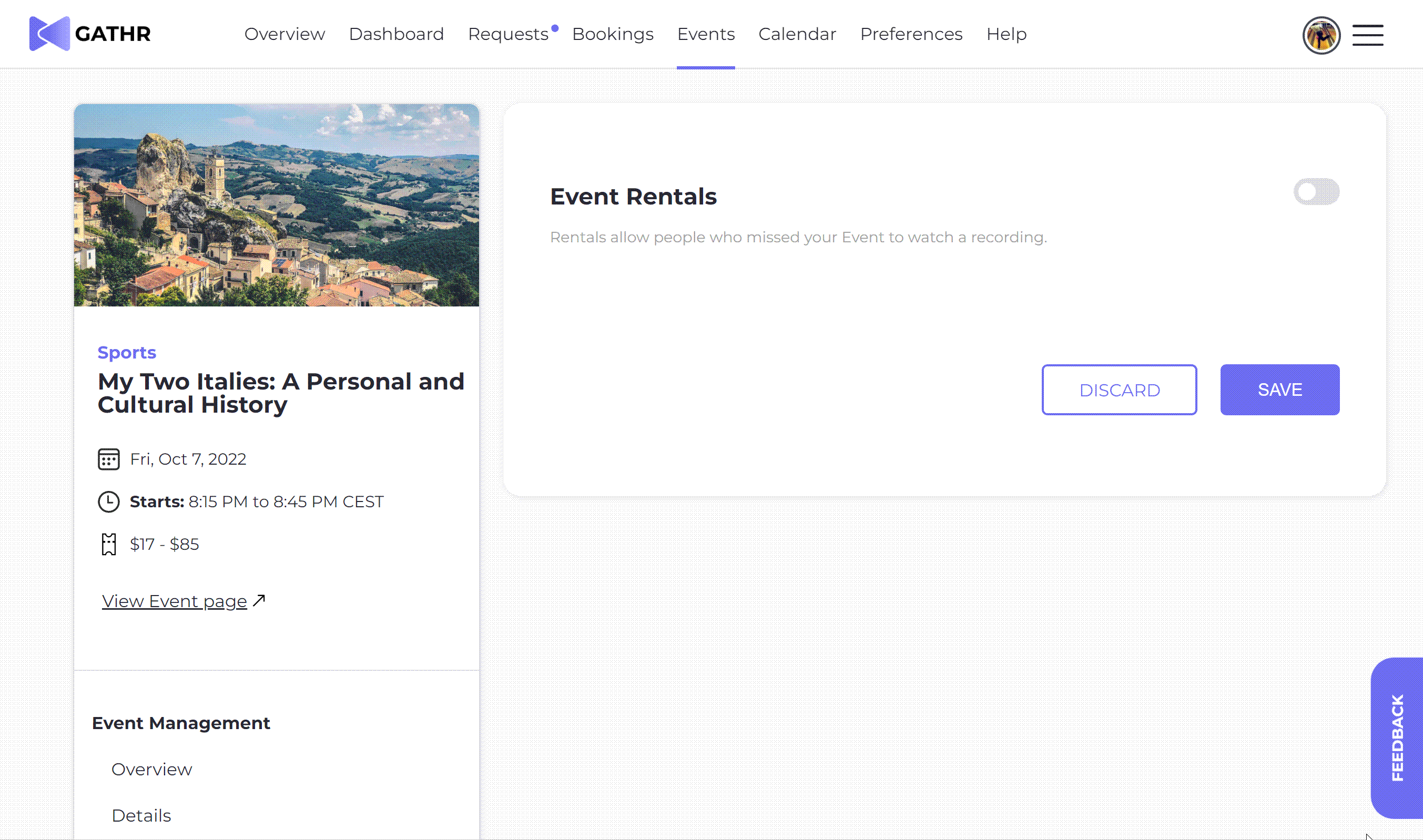 Event Rentals Dashboard GIF